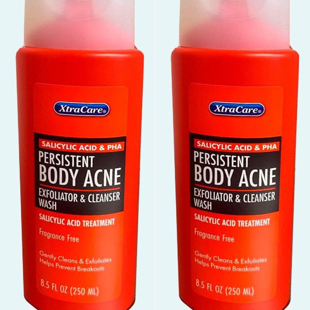 Persistent Body Acne Exfoliator & Cleanser Body Wash Fragrance Free 8.5 oz Set
